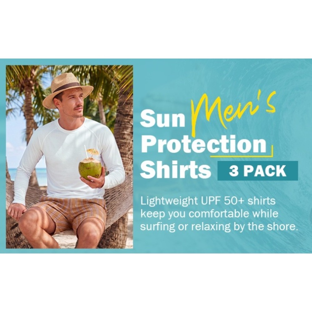 3-Pack Locoowai Sun Protection Shirts Men Size S- UPF 50+ Quick Dry‎ Long Sleeve